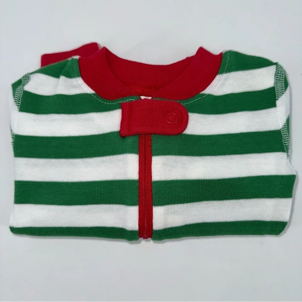 Hanna Andersson Green and Red Striped Christmas 100% Organic Cotton Sleeper